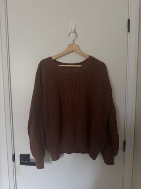 Brown Knit Crewneck Sweater
